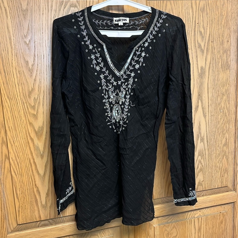 Indian Black Embellished Tunic